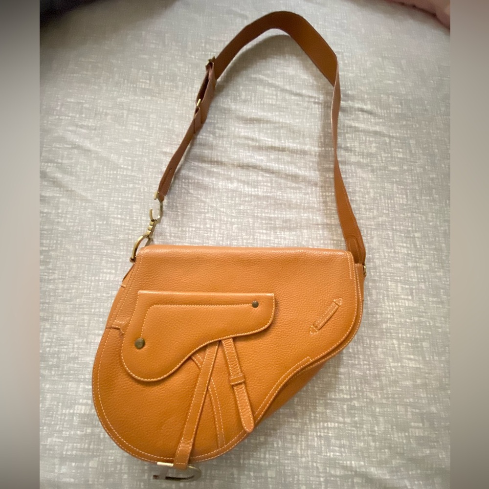 Authentic Vintage Christian Dior Brown Leather Saddlebag
